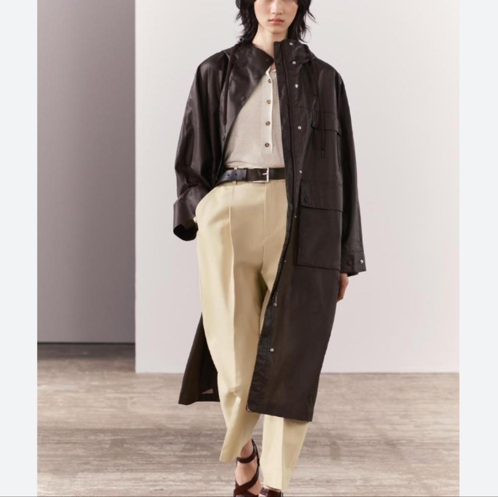 Zara ZW Collection Water Resistant Long Jacket